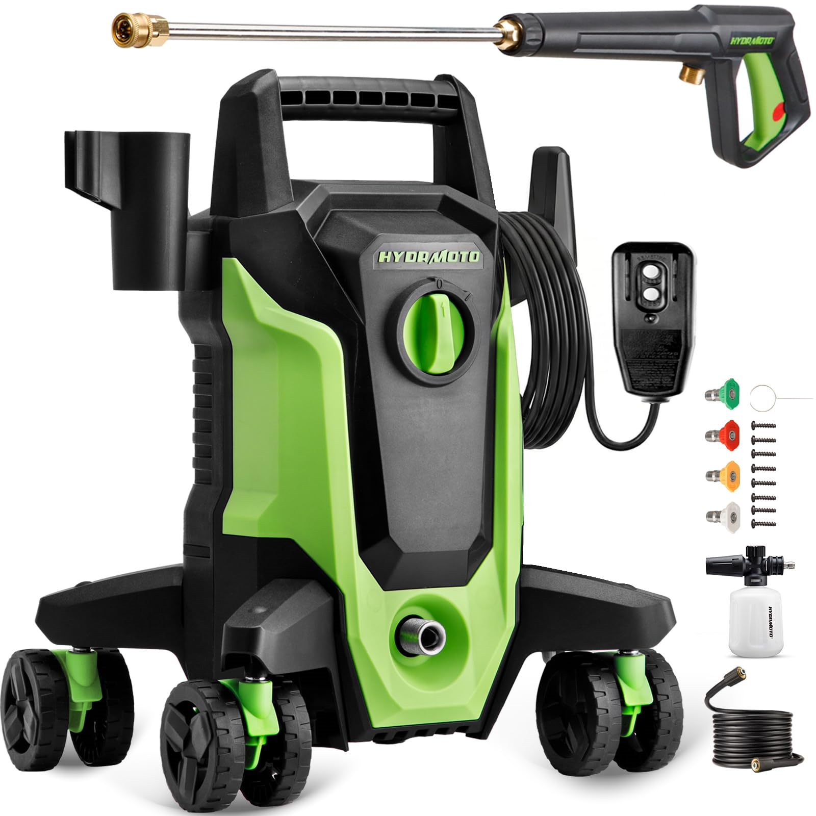 ELECTRIC PRESSURE WASHER WITH 4 LOCKABLE SWIVEL WHEELS