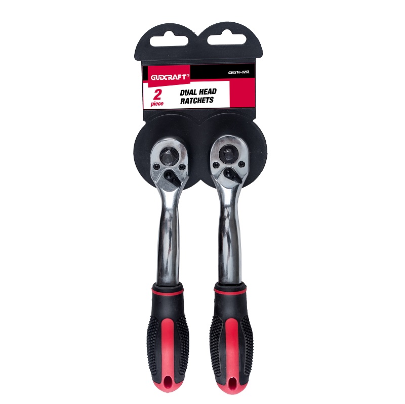 2PC DUAL HEAD RATCHETS, 1/4-INCH & 3/8-INCH