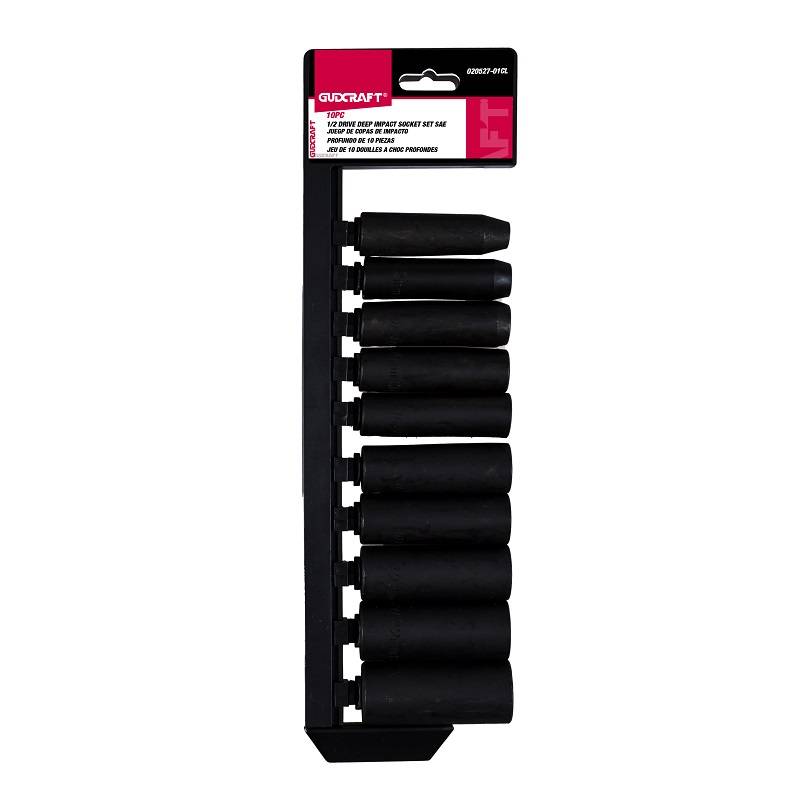 10PC 1/2 DRIVE DEEP IMPACT SOCKET SET SAE