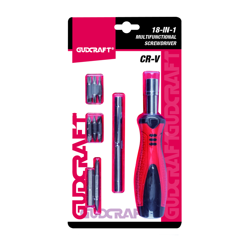 18-IN-1 MULTI-FUNCTION SCREWDRIVER,TURN 90&deg;,WITH UNIVERSAL SOCKET