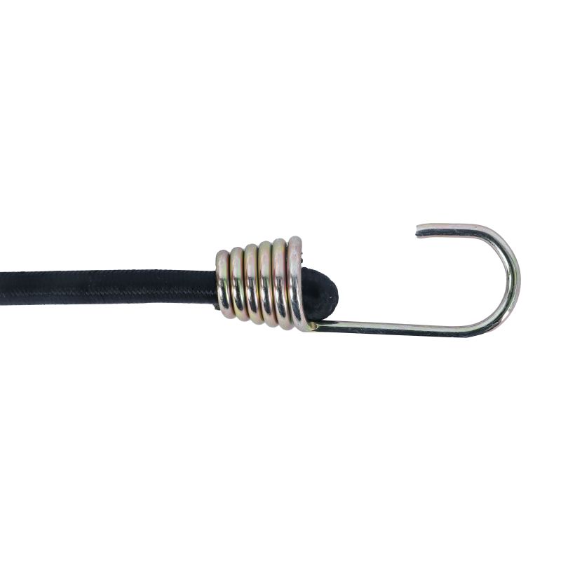 12-In Adjustable Black Poly Tarp Cords w/ Hooks, 8 Pack
