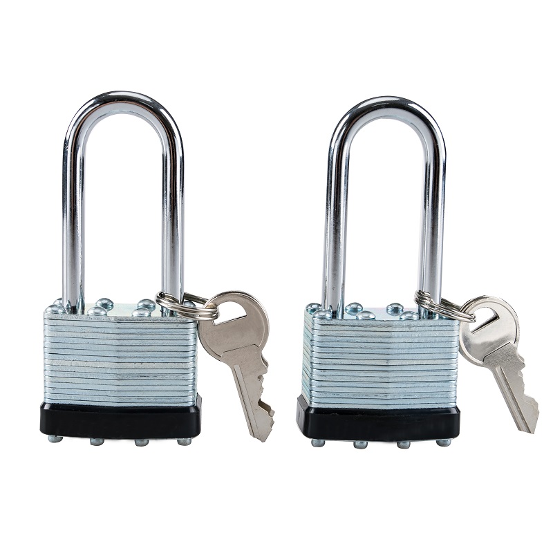 2PC 40MM LAMINATED STEEL PADLOCK W/ BUMPER GUARD 2-IN SHACKLE
