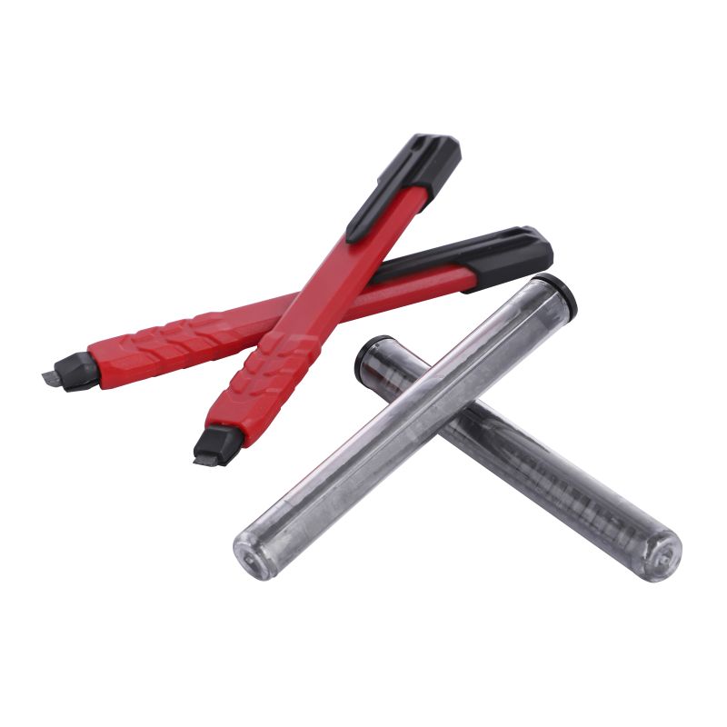 2PC REFILLABLE CARPENTER&rsquo;S PENCIL SET WITH 10PCE SPARE REPLACEMENT LEAD IN CLEAR TUBE MEDIUM GRADE LEAD