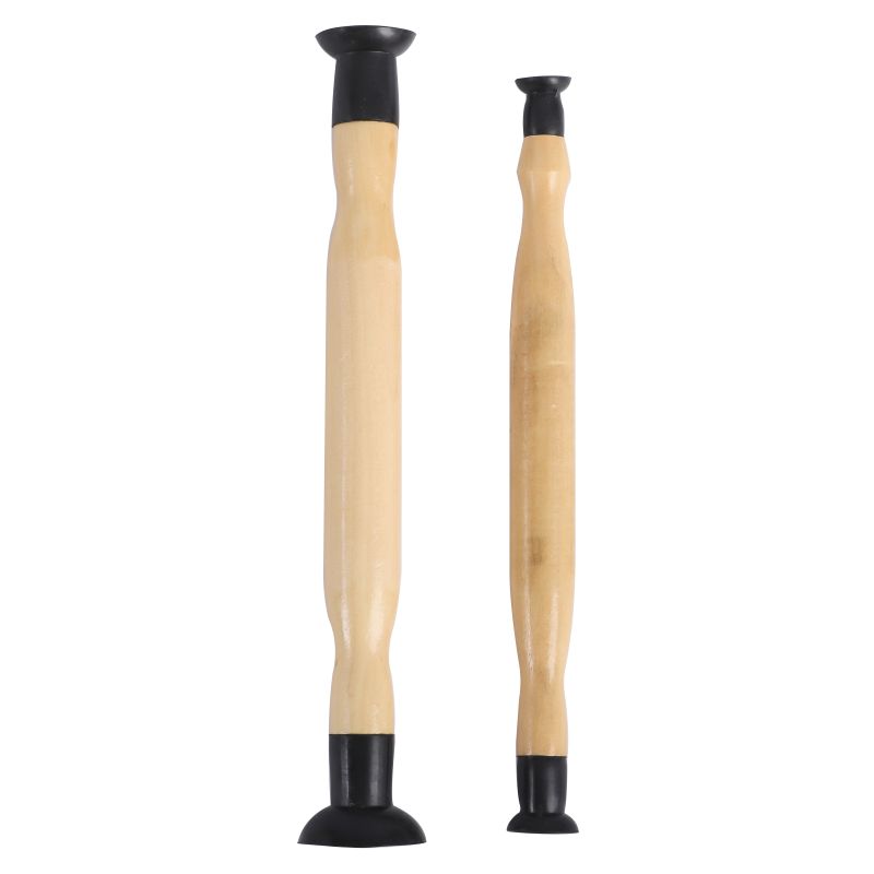 2PC VALVE LAPPER TOOL, HARDWOOD HANDLE, DOUBLE ENDED SUCTION CUPS:LARGE-1 1/8&Prime; AND 1 3/8&Prime;; SMALL-5/8 AND 3/16&Prime;