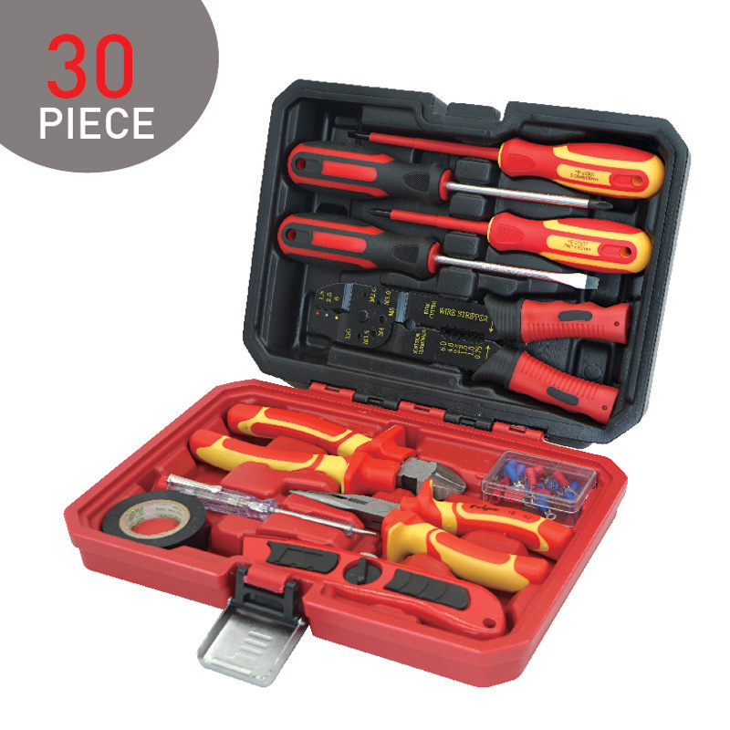 30PC INSULATED ELECTRICIAN REPAIR TOOL KIT W/ CRIMPING TOOL