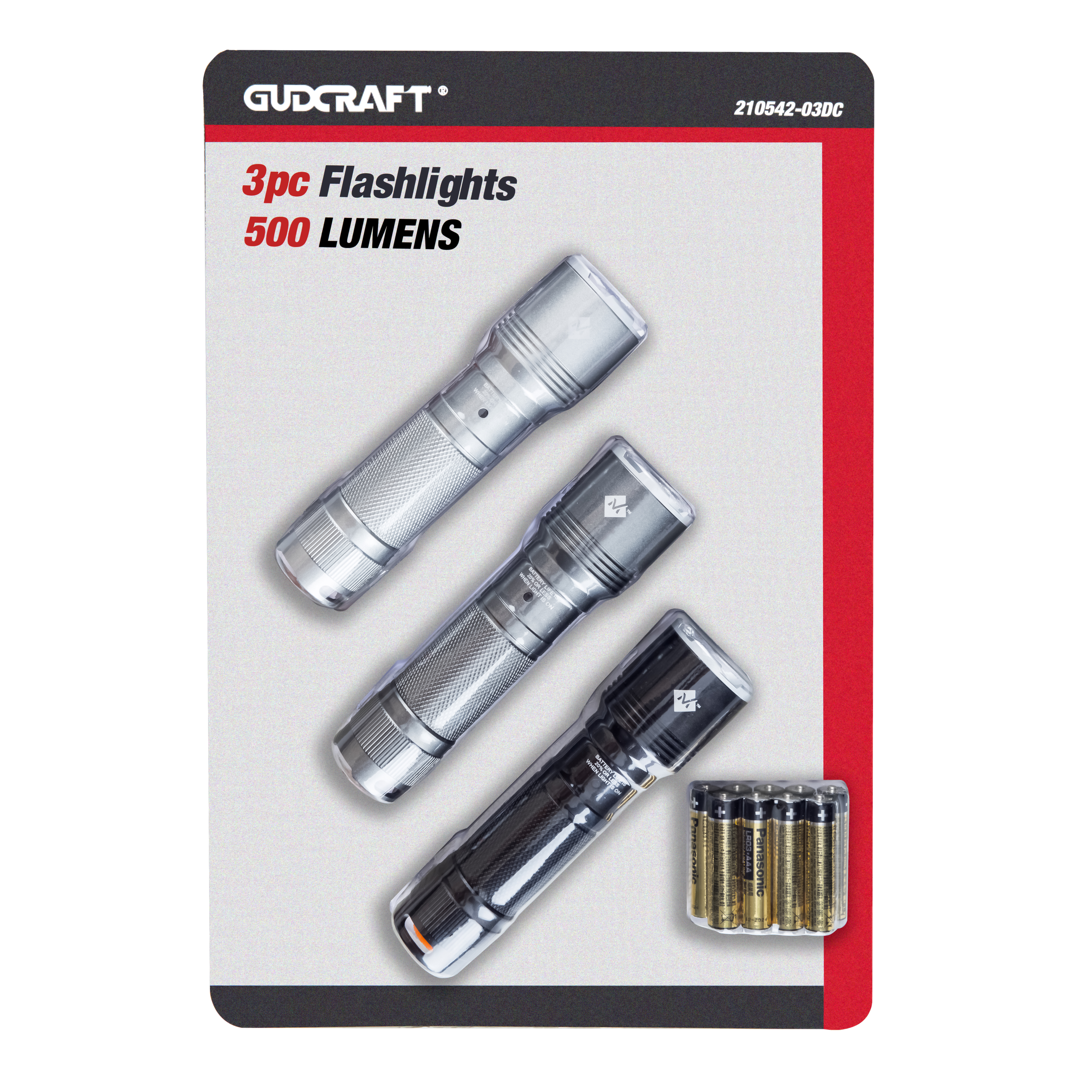 3PC LED TACTICAL FLASHLIGHTS SET 500 LUMENS