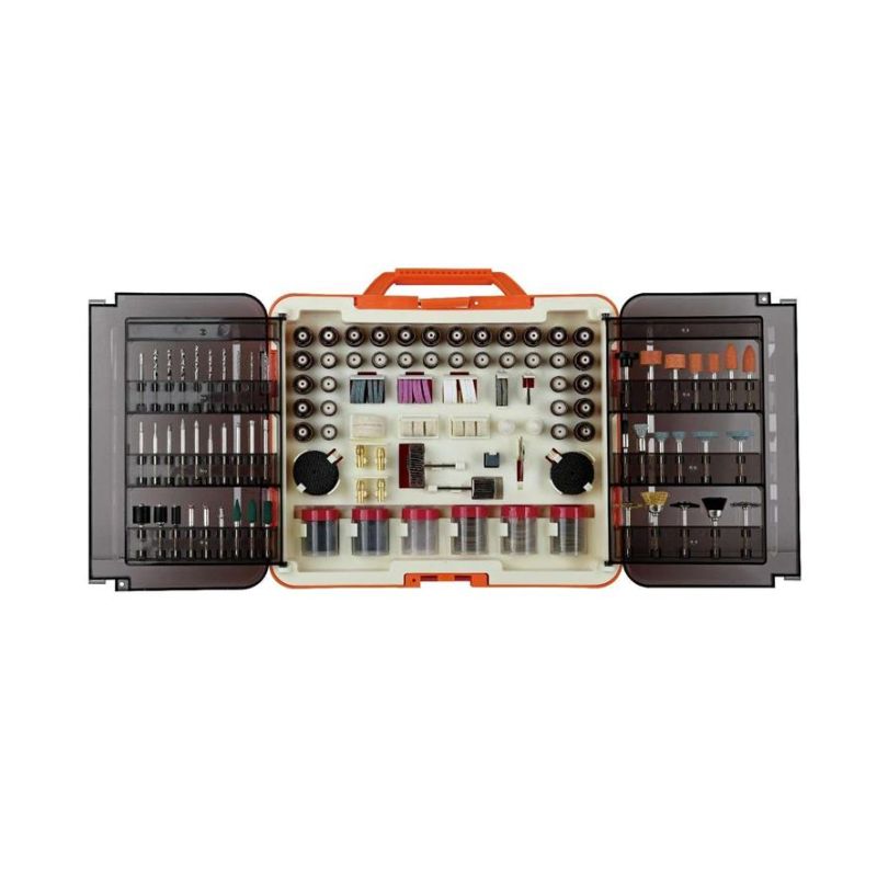 418PC ROTARY ACCESSORY SET, WITH PORTABLE CARRYING CASE, FOR CARVING, CLEANING, GRINDING, SANDING, POLISHING