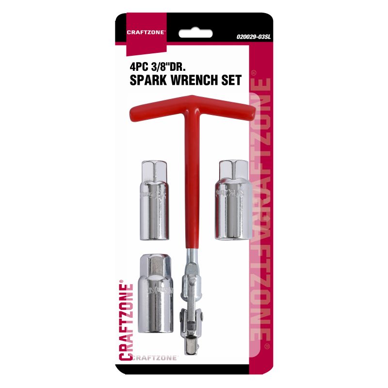 4PC 3/8&Prime; DR. SPARK WRENCH SET, 16,18&21MM SOCKET, 3/8&Prime; T-SHAPED HANDLE