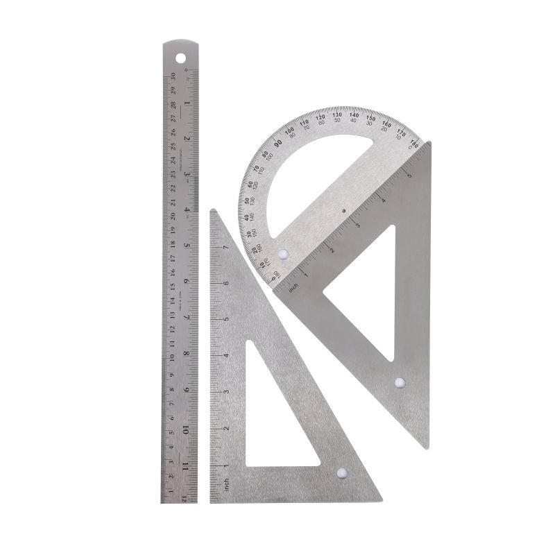 4PC PROFESSIONAL MEASURING SET, STAINLESS STEEL WITH CORK BACKING
