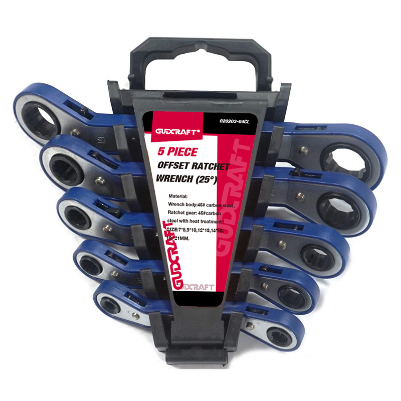 5PC SAE OFFSET RATCHET SPANNER SET