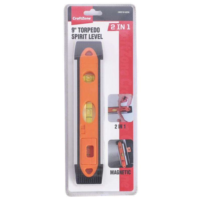 9&Prime; 2 IN 1 TORPEDO SPIRIT LEVEL, WITH MAGNETIC, EASY TO CARRY