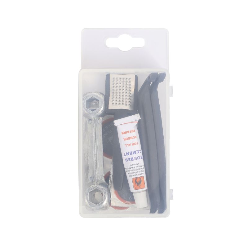 BICYCLE REPAIR KIT, PORTABLE STORAGE BOX, METAL RASP AND LEVER