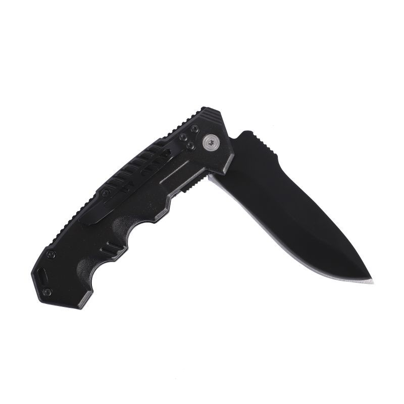 FOLDABLE KNIFE, BLACK-OXIDE FINISH, WITH POCKET CLIP