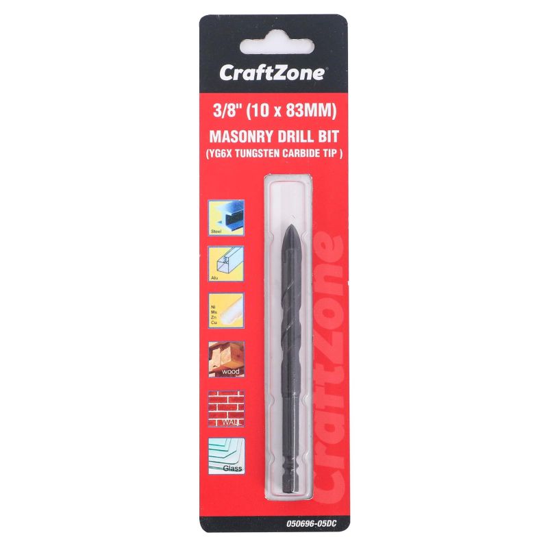 MASONRY DRILL BITS, 3/16”(5MM)/1/4”(6MM)/5/16”(8MM)/3/8”(10MM)/1/2”(12MM)
