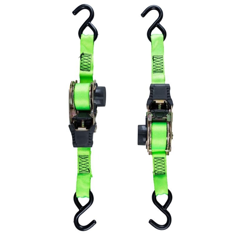 1″ (25MM) X 6′ (1.8M) RETRACTABLE RATCHET TIE DOWN,STRONG POWDER-COATED S-HOOKS